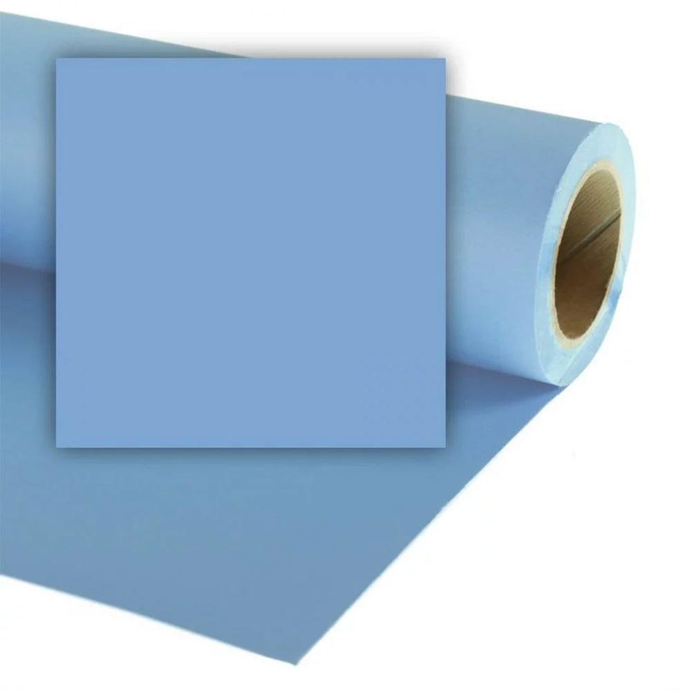 Roll of blue paper with a square cutout on a white background