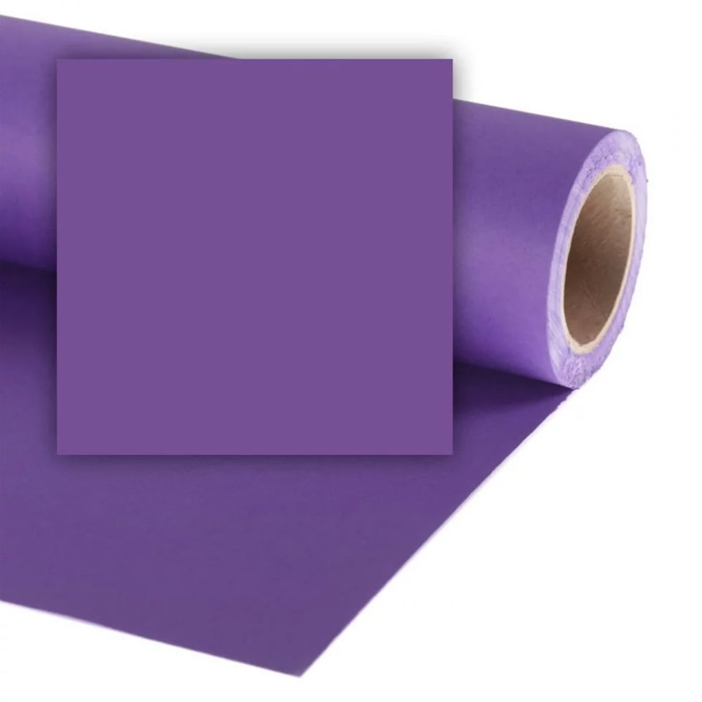 Roll of purple paper with a square cutout on a white background