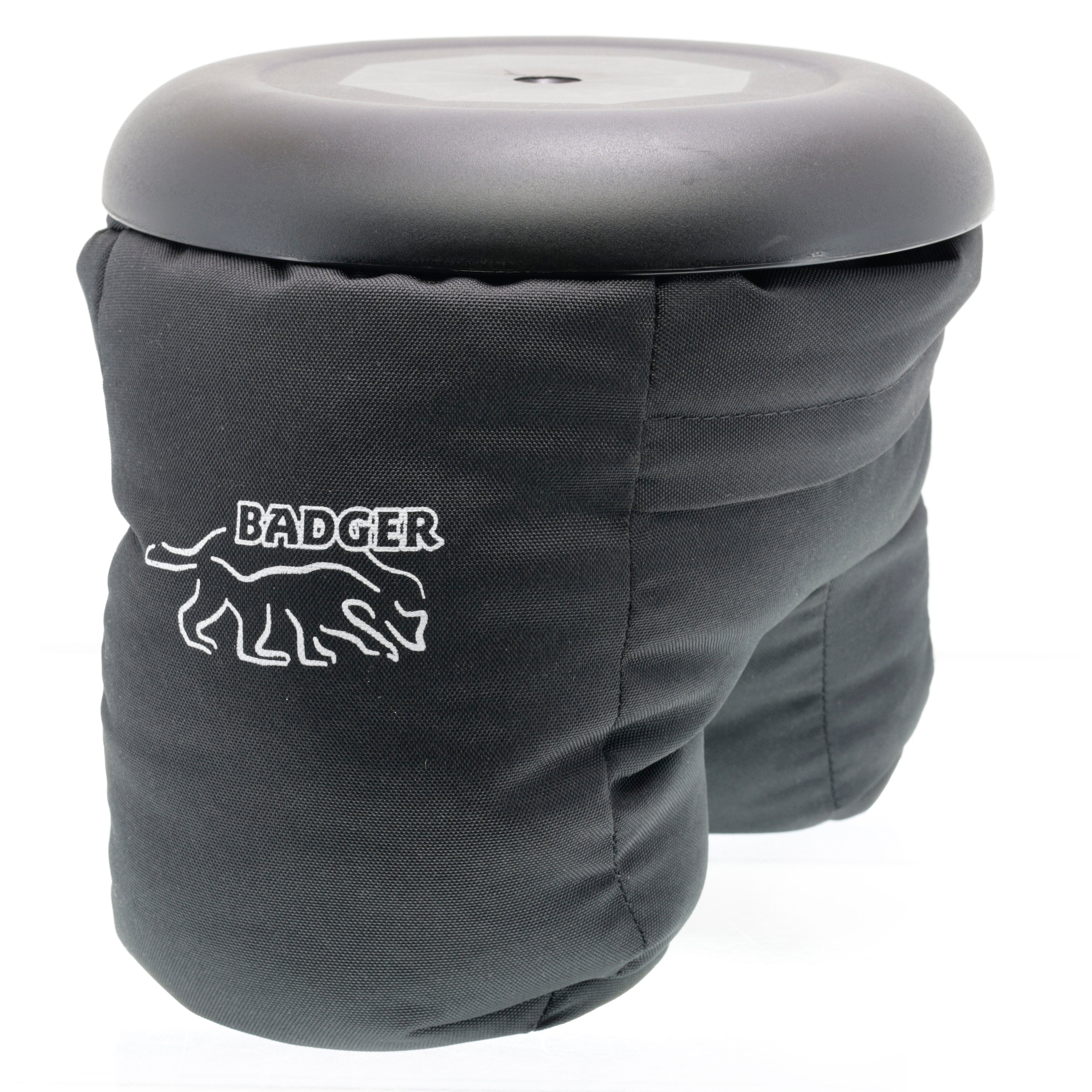 Badger Gear Ground Pod in olive green and black, featuring adjustable legs with spiked feet, a central pivoting base plate for mounting camera or lens, and a compact, lightweight design ideal for low-angle and ground-level photography.