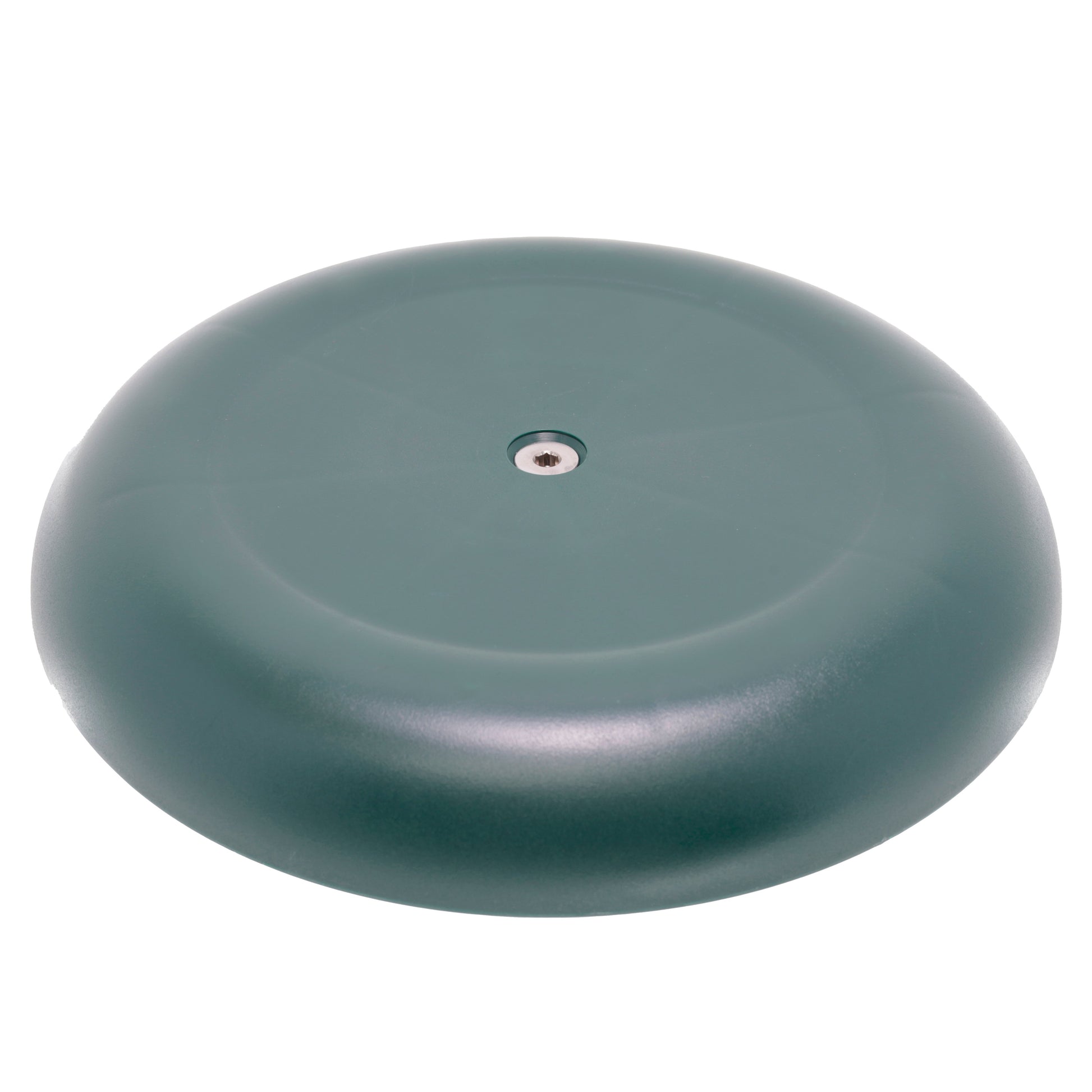 Badger Gear Ground Pod in green and black, a low-profile round camera support platform with a star‑spoke base and a central ⅜″ mounting screw; shown from top, side and angled views with adjustable pod attachment, designed for stable ground‑level or bean‑bag photography.