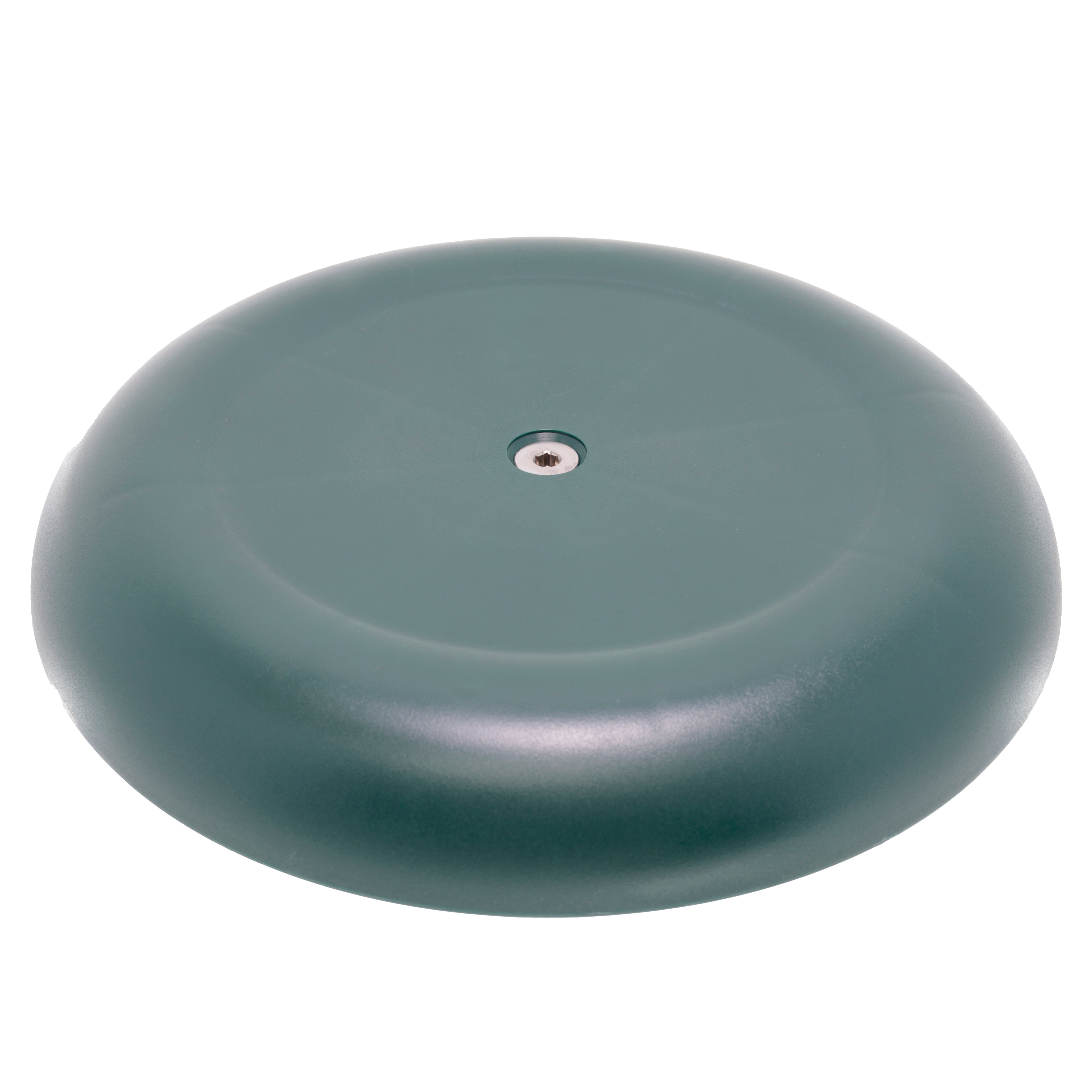 Badger Gear Ground Pod in green and black, a low-profile round camera support platform with a star‑spoke base and a central ⅜″ mounting screw; shown from top, side and angled views with adjustable pod attachment, designed for stable ground‑level or bean‑bag photography.