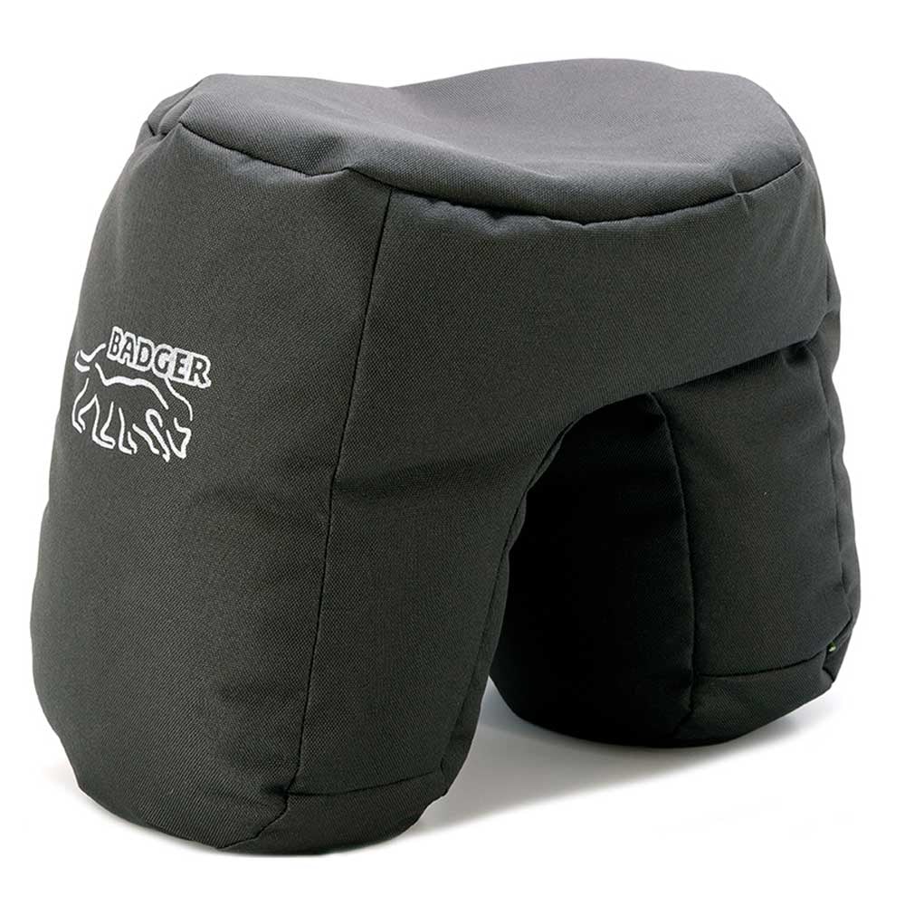 Badger Gear Snuggfit Beanbag II, a large, filled camera support beanbag in black, designed for stabilising long lenses on uneven surfaces such as car windows, ground, or rocks.