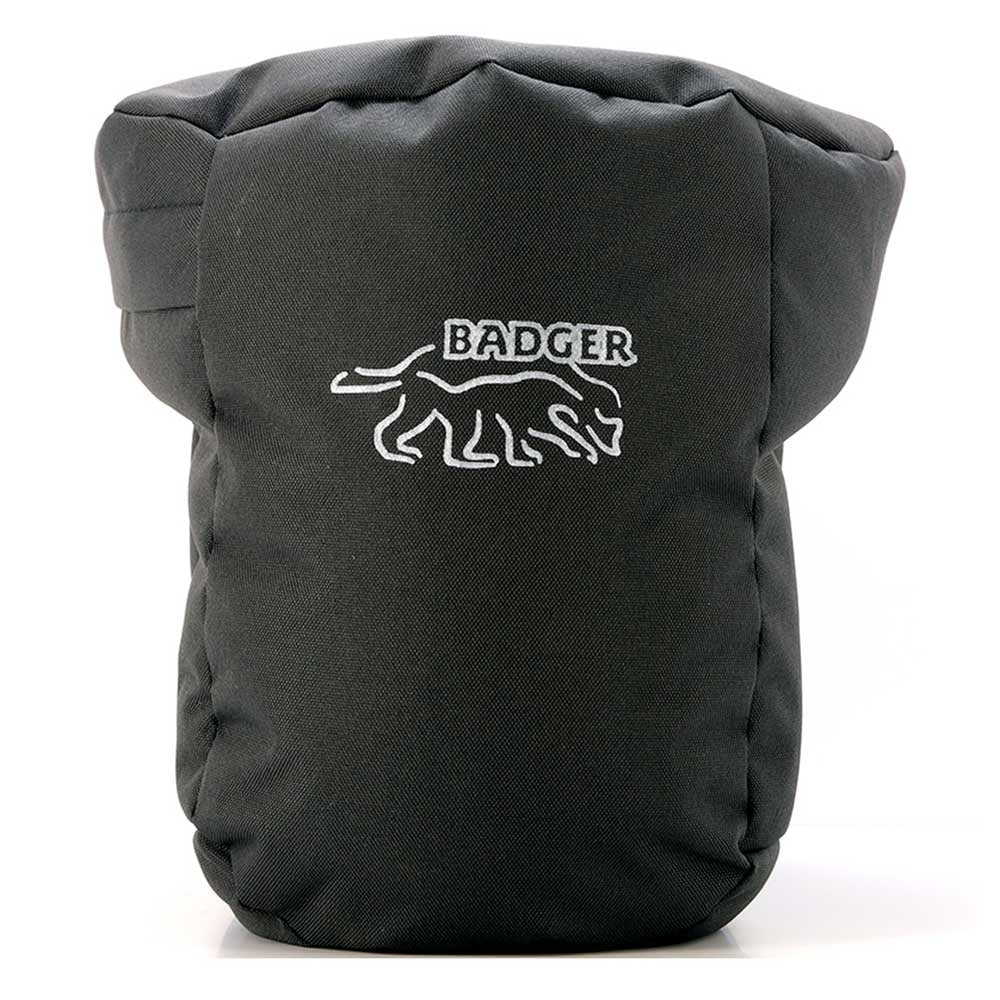 Badger Gear Snuggfit Beanbag II, a large, filled camera support beanbag in black, designed for stabilising long lenses on uneven surfaces such as car windows, ground, or rocks.