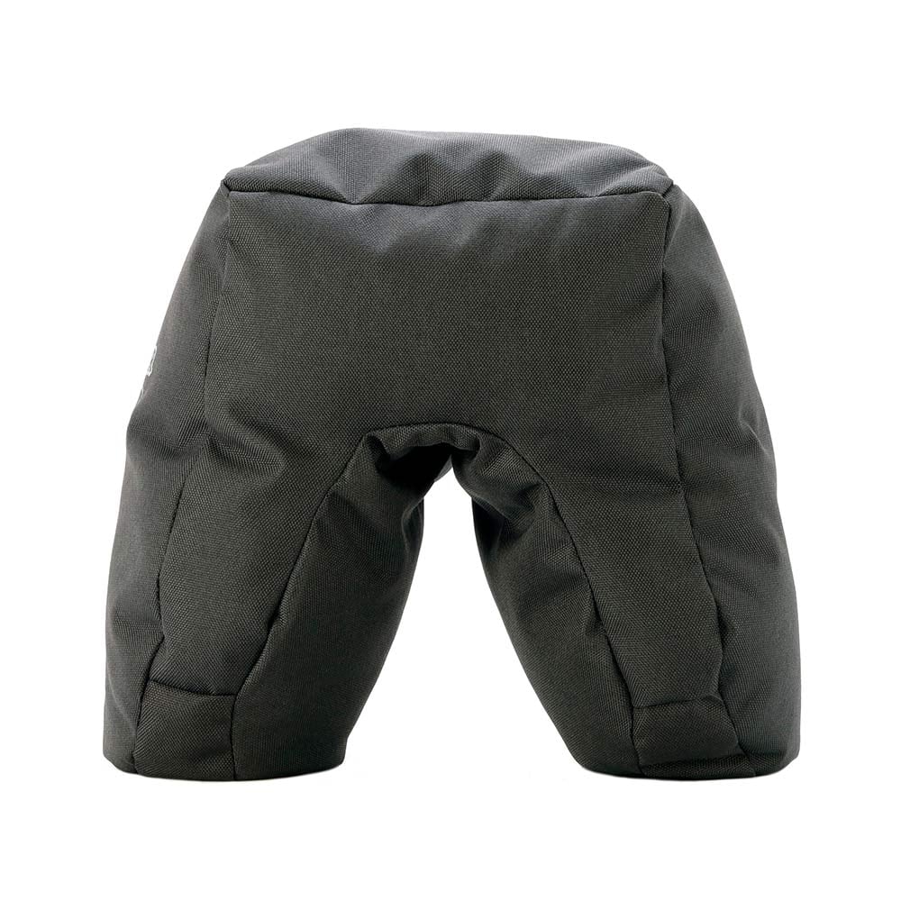 Badger Gear Snug‑Fit Mini Beanbag in filled form, with grey fabric cover contoured for camera support, featuring a low-profile cushioned base and compact size ideal for stabilizing cameras on uneven surfaces.