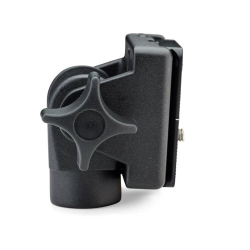 Benro DJ‑90 swivel tilt head in matte black with Arca‑Swiss quick‑release clamp, single tilt knob and PU60 plate.