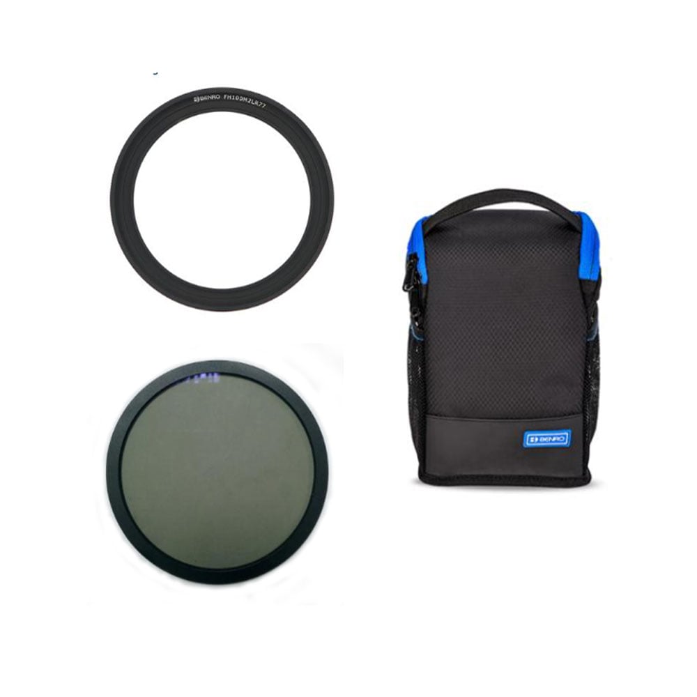 This kit includes an 82mm CPL filter, 77mm adaptor ring and filter bag that holds up to four 100x150mm or 100x100mm filters each within a protecting frame.