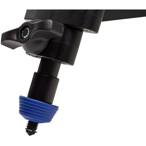 Benro KH25P video tripod in black with fluid video head attached, featuring three-section adjustable legs with flip locks, integrated mid-level spreader, retractable spiked rubber feet, ergonomic fluid pan‑tilt head with control arms, quick‑release camera plate, and built-in bubble level.