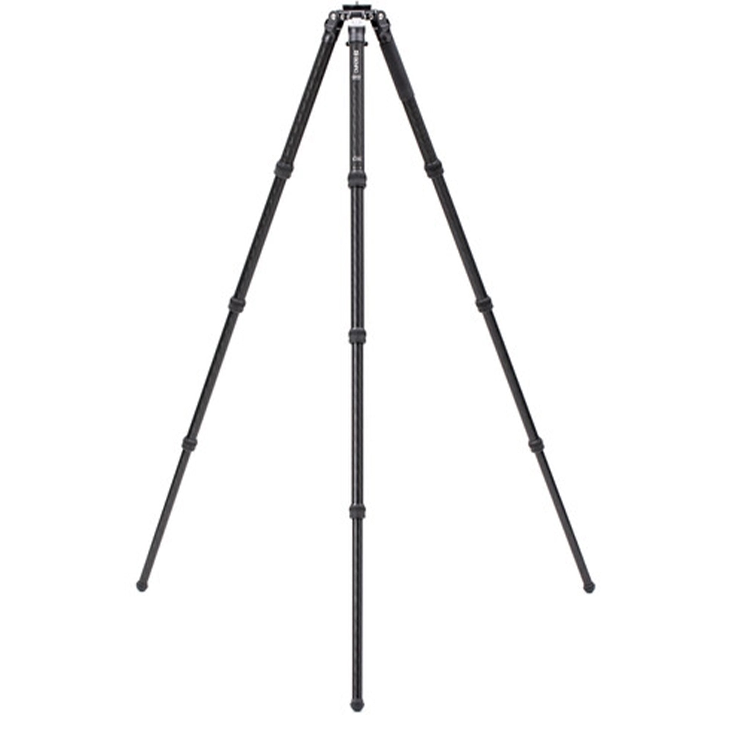 Benro Mammoth carbon‑fiber tripod, matte black, twist‑lock legs and leveling bowl mount.