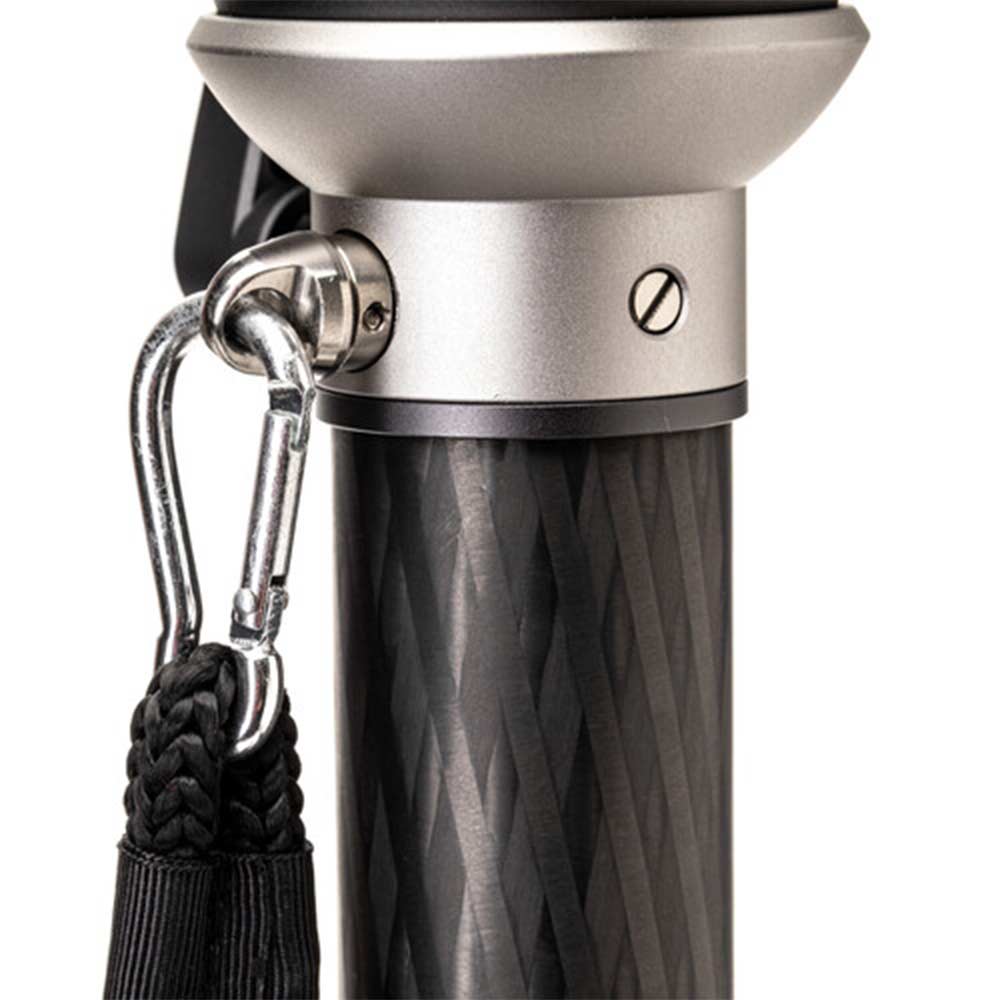 Benro SupaDupa carbon‑fiber monopod with twist‑lock sections and built‑in pan‑tilt head, rubber or spiked rotating foot