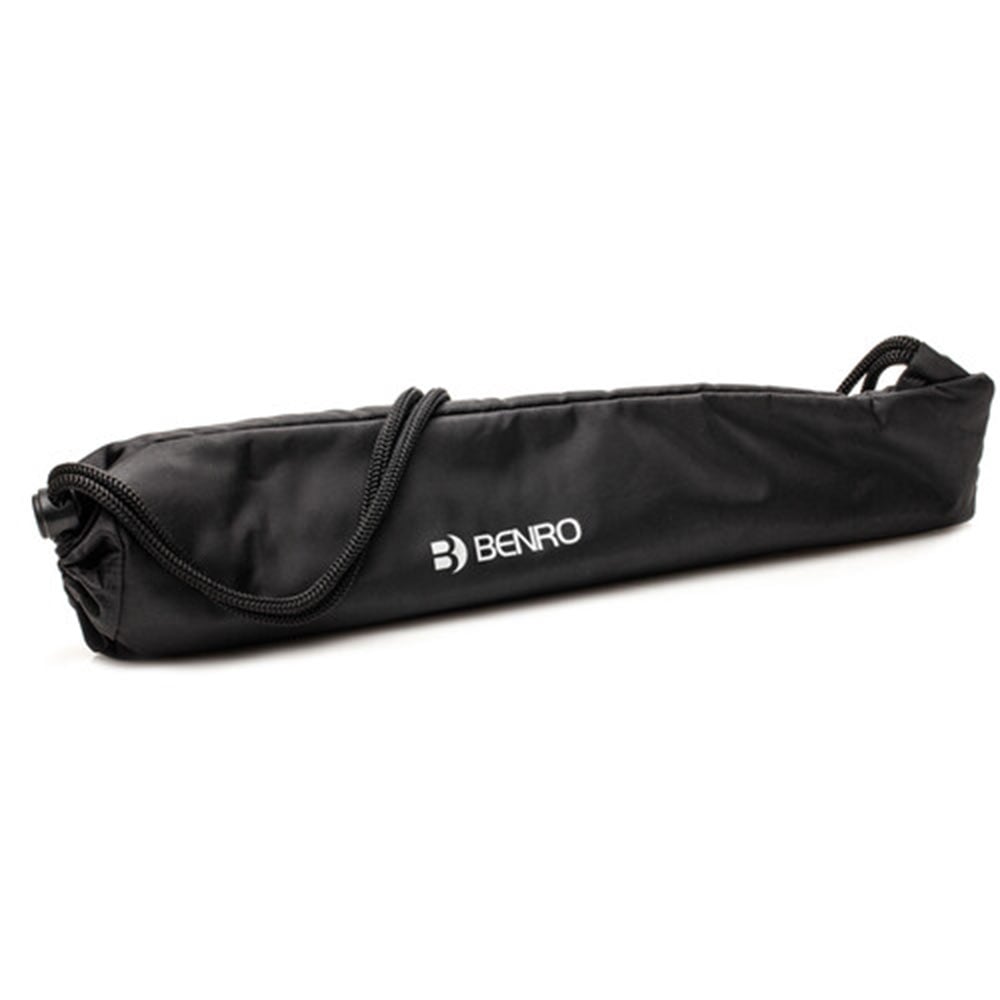 Benro SupaDupa carbon-fiber monopod with integrated pan‑tilt head, twist‑lock sections and spiked/rubber rotating foot.