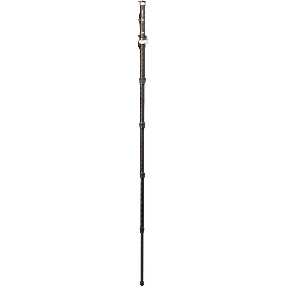 Benro SupaDupa carbon-fiber monopod with integrated pan‑tilt head, twist‑lock sections and spiked/rubber rotating foot.