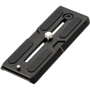 Black camera slide in plate with one silver screws on a white background
