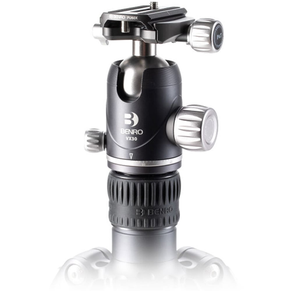 Benro Rhino 3 Series CF travel tripod with VX30 ball head—carbon-fiber legs and compact ball head.