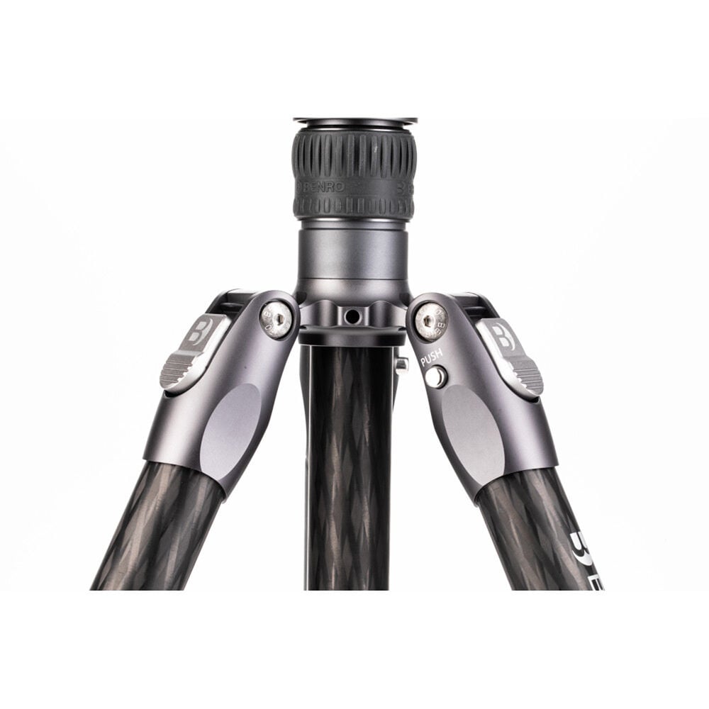 Benro Rhino 3 Series CF travel tripod with VX30 ball head—carbon-fiber legs and compact ball head.
