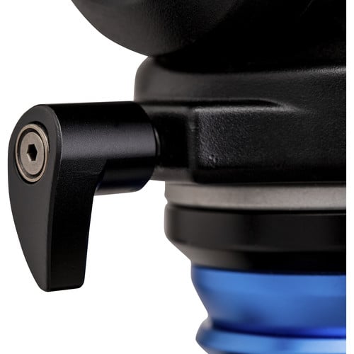 Benro S4Pro Fluid Video Head in matte black and grey, with smooth pan-tilt control knobs, integrated grease port, detachable plate, and bubble level—designed for precise camera movement and stable tripod mounting