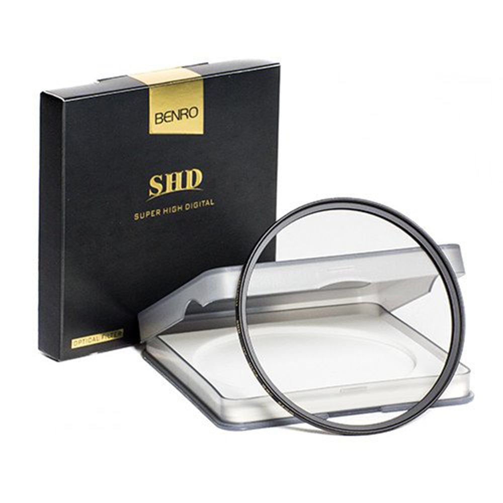 Benro SHD lens filter with packaging on a white background