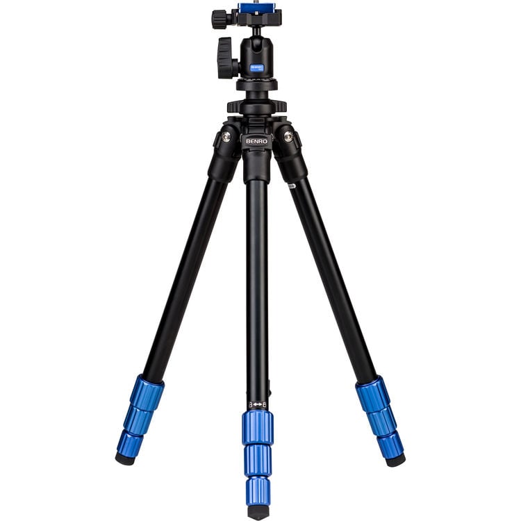 Benro Slim Tripod Kit in silver aluminum with twist‑lock legs and small pan‑tilt head.