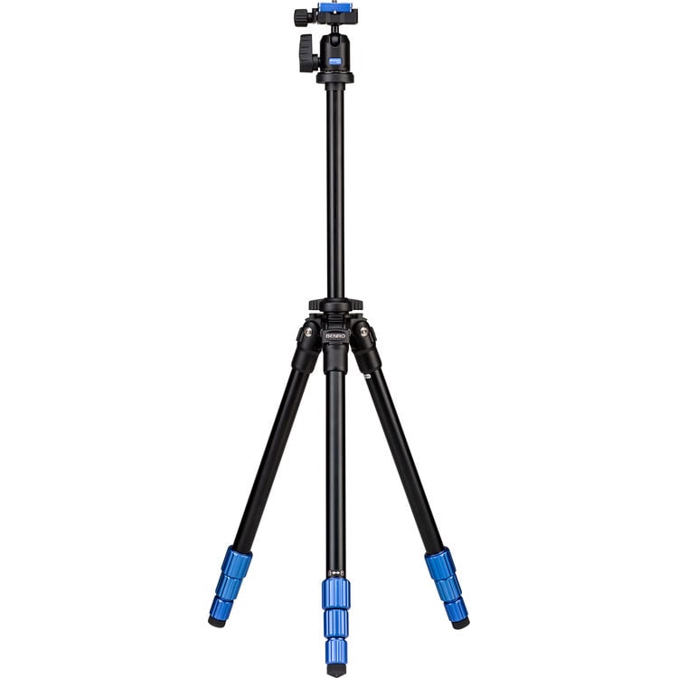 Benro Slim Tripod Kit in silver aluminum with twist‑lock legs and small pan‑tilt head.