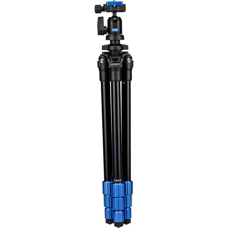 Benro Slim Tripod Kit in silver aluminum with twist‑lock legs and small pan‑tilt head.