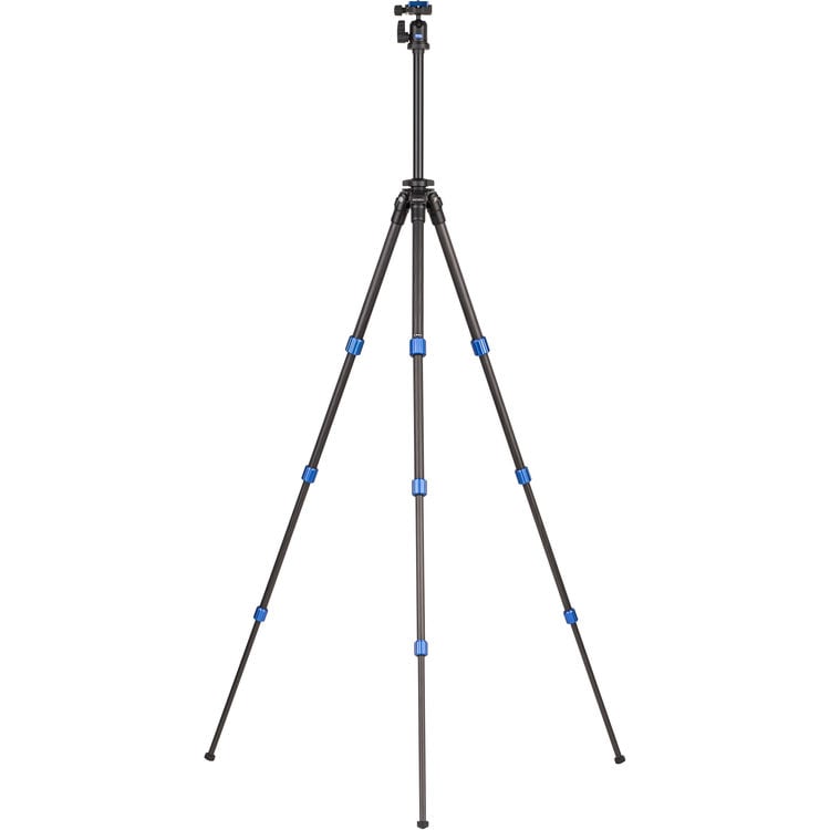 Benro Slim Tripod Kit in carbon‑fiber – sleek black compact tripod with twist‑lock legs and mini pan‑tilt head.
