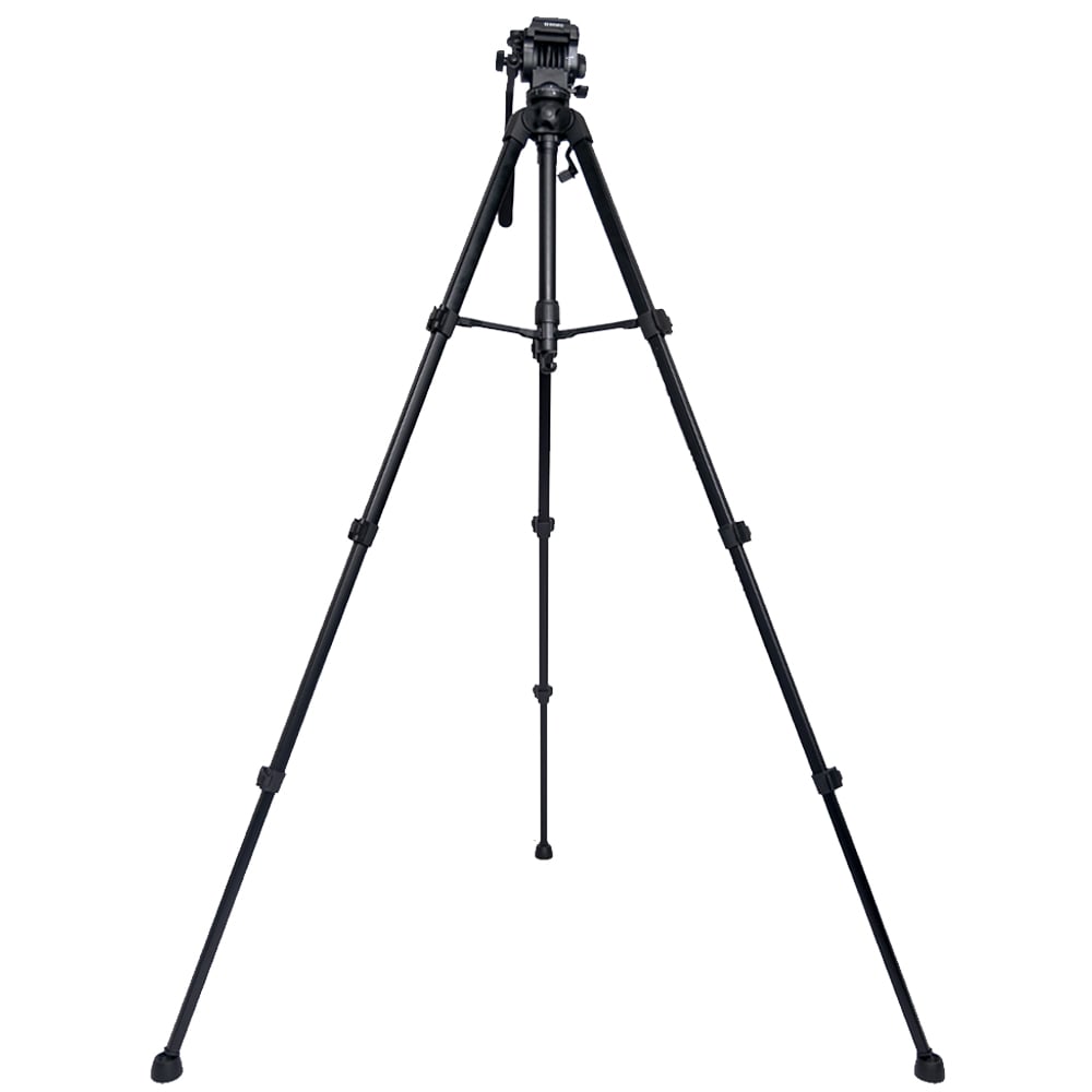 Benro T891 aluminium photo and video hybrid tripod in black, featuring a fluid 3‑way pan‑tilt head with adjustable pan bar, quick‑release camera plate, four‑section flip‑lock legs, integrated mid‑level spreader, universal anti‑skid horseshoe foot pads, geared center column with weight hook, and compact folded length.