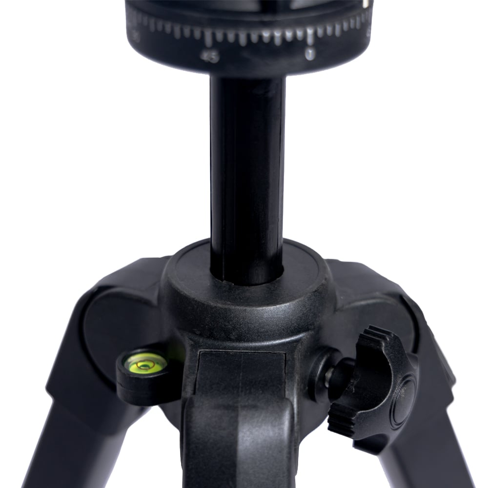 Benro T891 aluminium photo and video hybrid tripod in black, featuring a fluid 3‑way pan‑tilt head with adjustable pan bar, quick‑release camera plate, four‑section flip‑lock legs, integrated mid‑level spreader, universal anti‑skid horseshoe foot pads, geared center column with weight hook, and compact folded length.