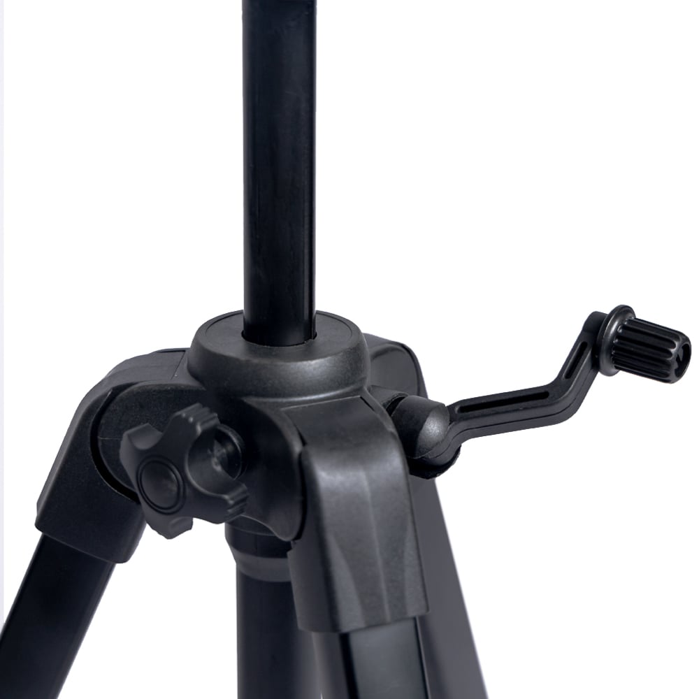Benro T891 aluminium photo and video hybrid tripod in black, featuring a fluid 3‑way pan‑tilt head with adjustable pan bar, quick‑release camera plate, four‑section flip‑lock legs, integrated mid‑level spreader, universal anti‑skid horseshoe foot pads, geared center column with weight hook, and compact folded length.