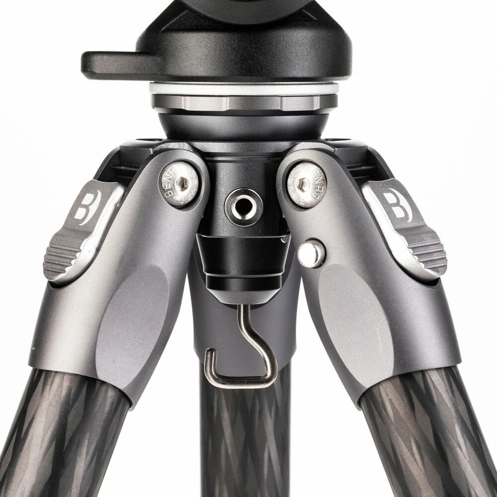 Benro Tortoise Carbon Fibre Tripod with S4PRO video head, compact and sturdy design featuring 2-step counterbalance, fixed pan/tilt drag, and 360° pan range.