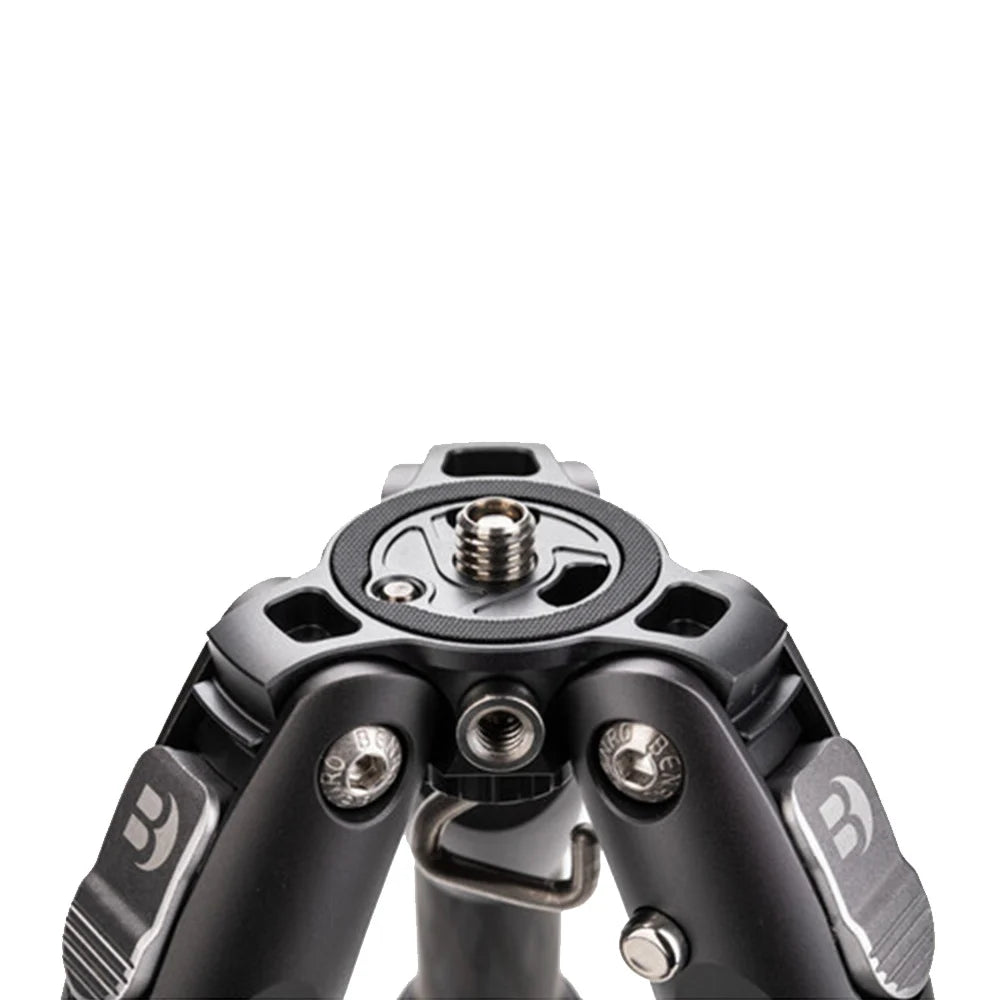 Benro Tortoise Columnless Carbon Fibre Tripod folded compactly, showcasing lightweight, stable travel design with carbon fiber legs and twist locks.