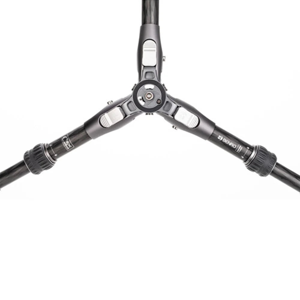 Benro Tortoise Columnless Carbon Fibre Tripod folded compactly, showcasing lightweight, stable travel design with carbon fiber legs and twist locks.