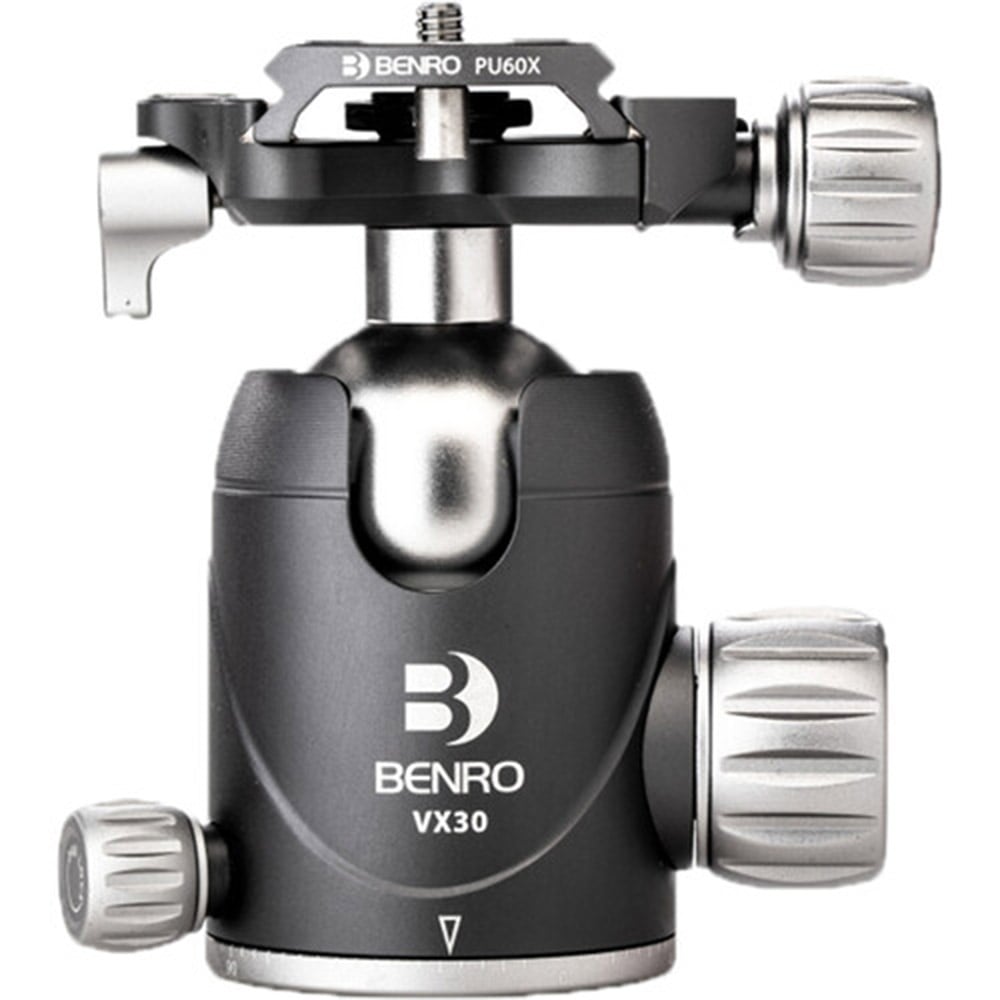 Benro VX30 Two Series Arca-Type Aluminum Ball Head, compact dual panoramic tripod head with Arca quick release.