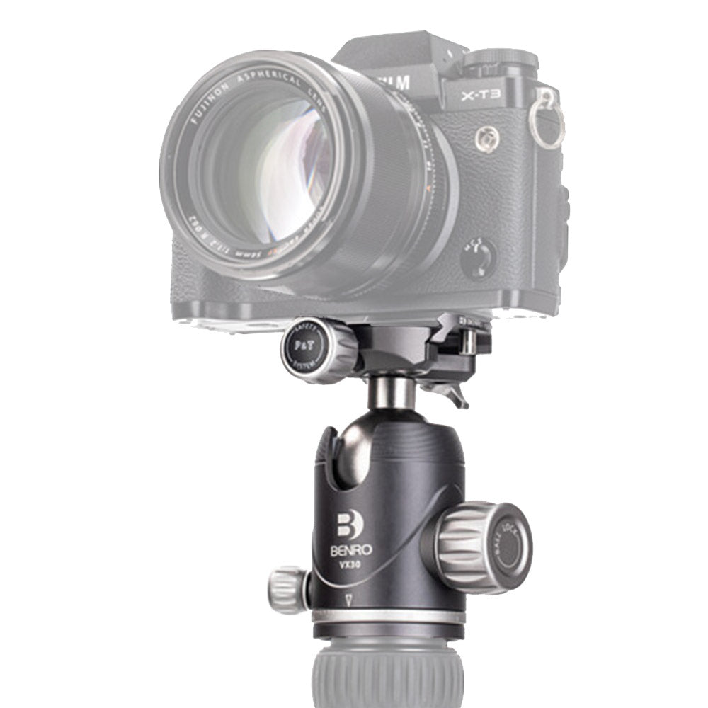 Benro VX30 Two Series Arca-Type Aluminum Ball Head, compact dual panoramic tripod head with Arca quick release.