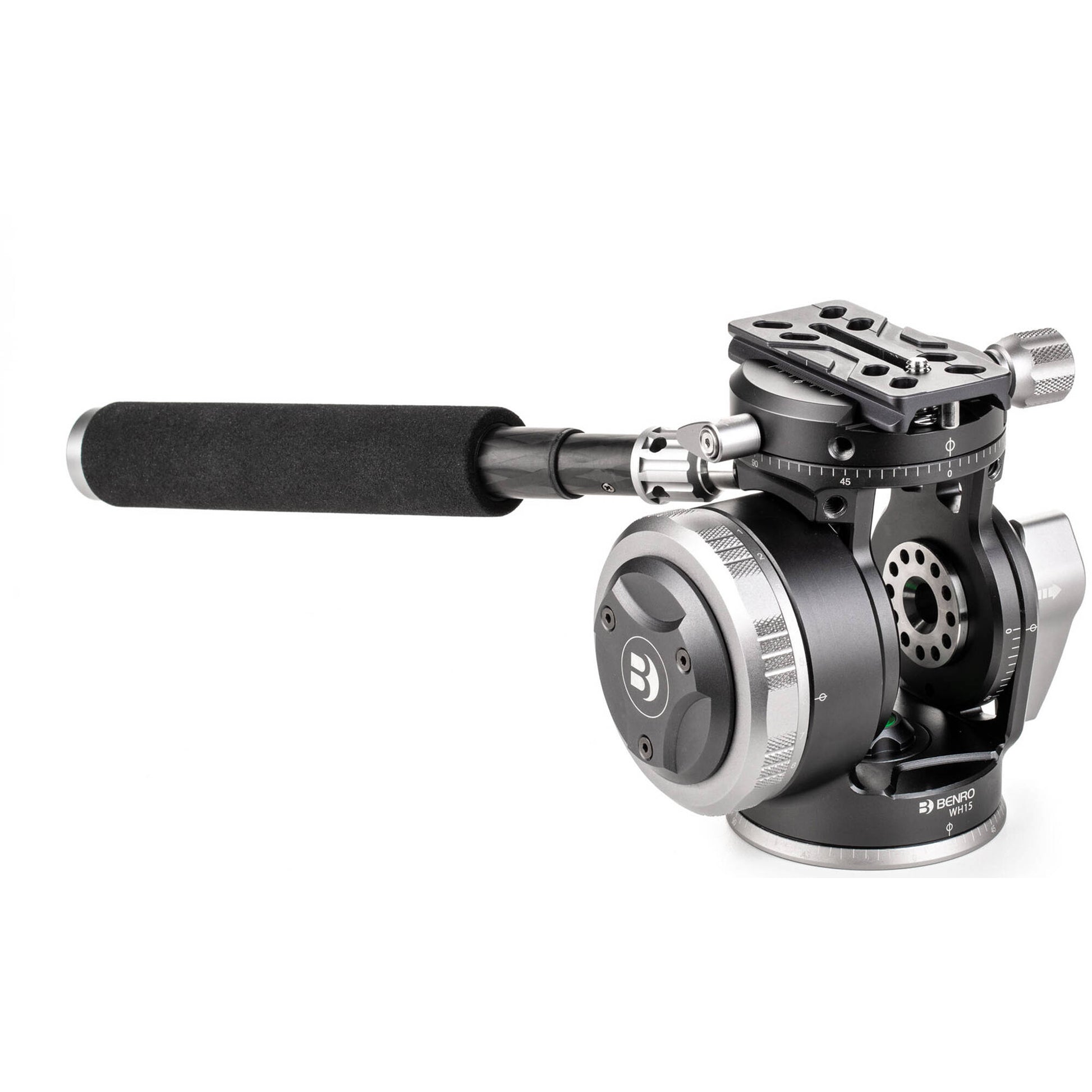 Benro WH15 Wild Head video tripod head with 8-stop counterbalance, dual panoramic function, and 15 kg load capacity for smooth, stable shooting.