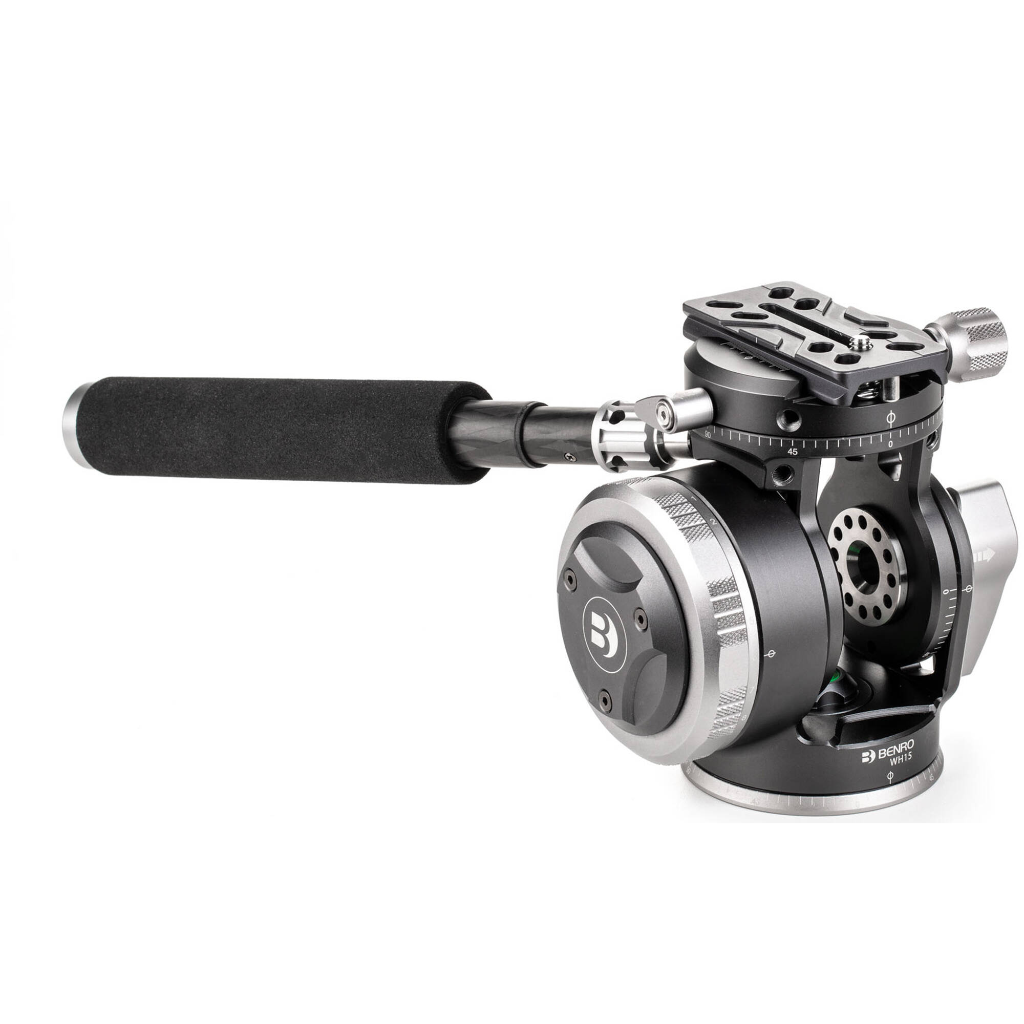 Benro WH15 Wild Head video tripod head with 8-stop counterbalance, dual panoramic function, and 15 kg load capacity for smooth, stable shooting.