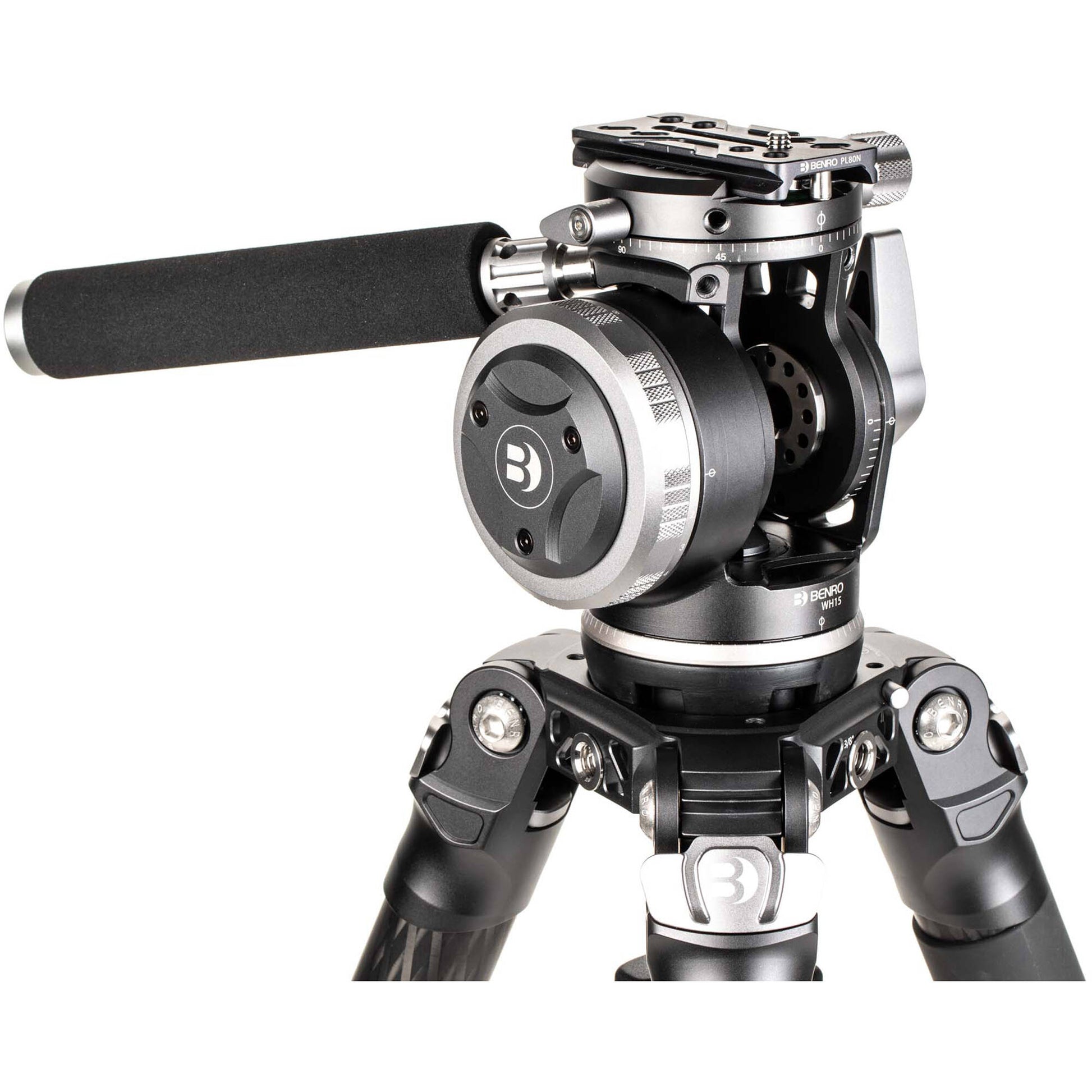 Benro WH15 Wild Head video tripod head with 8-stop counterbalance, dual panoramic function, and 15 kg load capacity for smooth, stable shooting.
