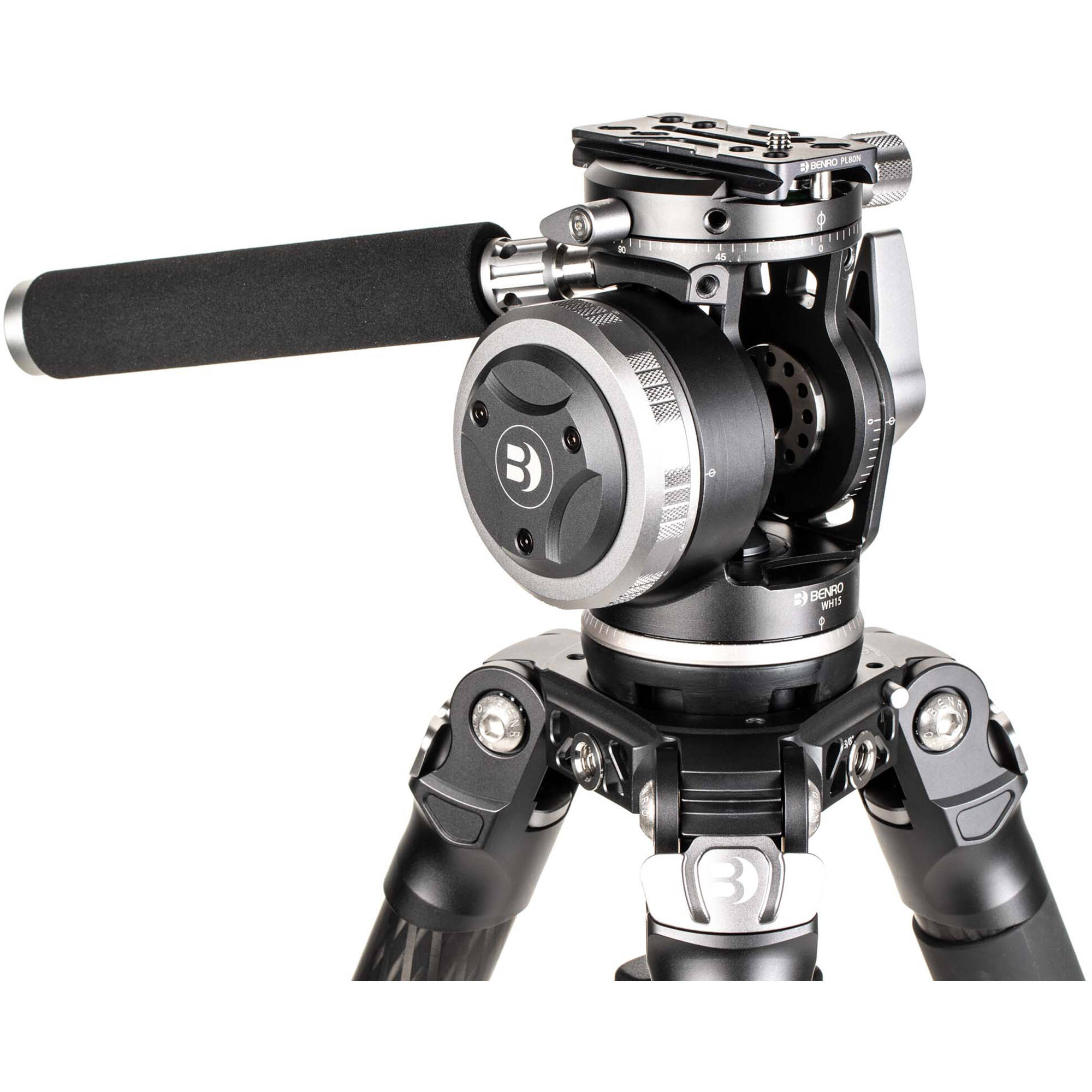 Benro WH15 Wild Head video tripod head with 8-stop counterbalance, dual panoramic function, and 15 kg load capacity for smooth, stable shooting.