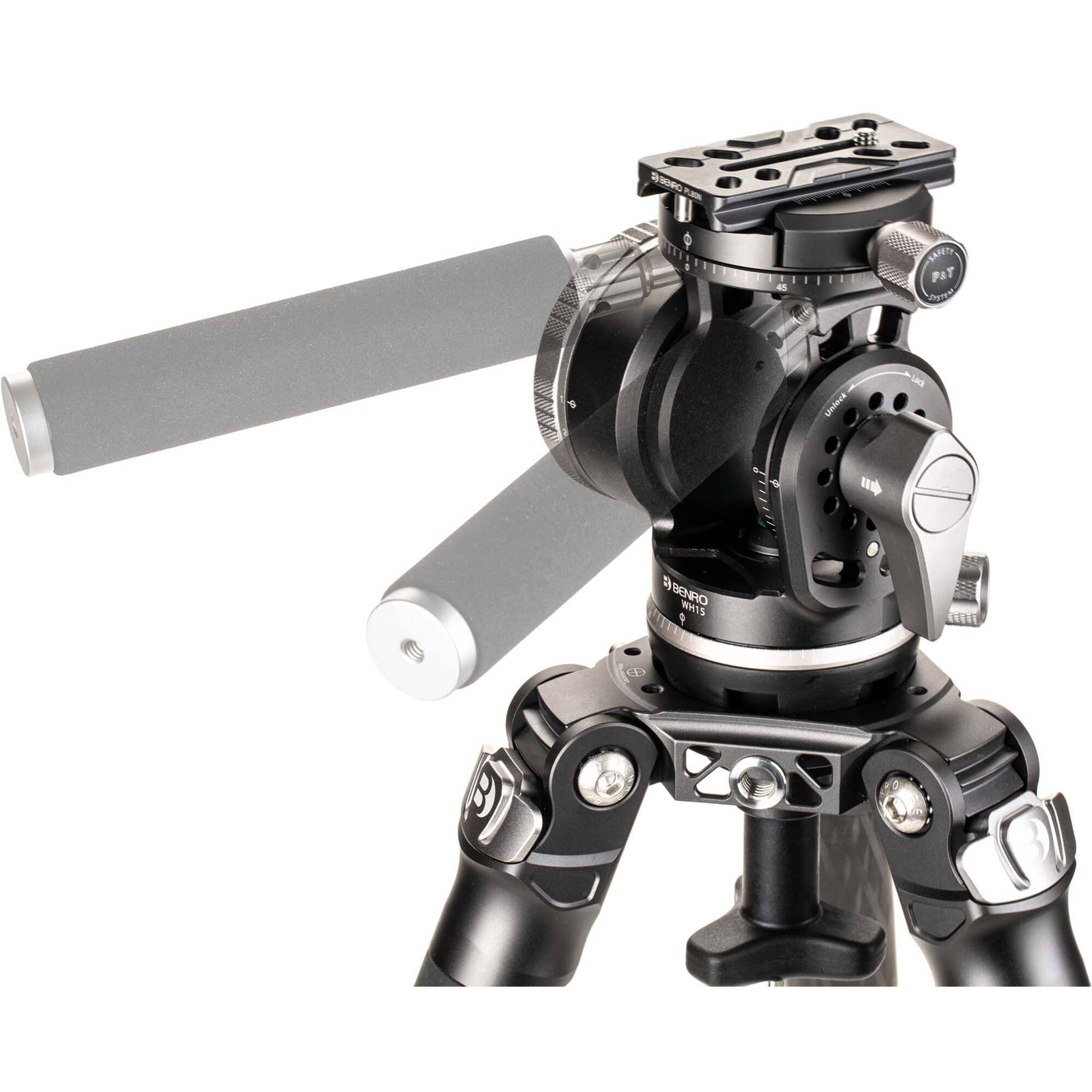 Benro WH15 Wild Head video tripod head with 8-stop counterbalance, dual panoramic function, and 15 kg load capacity for smooth, stable shooting.