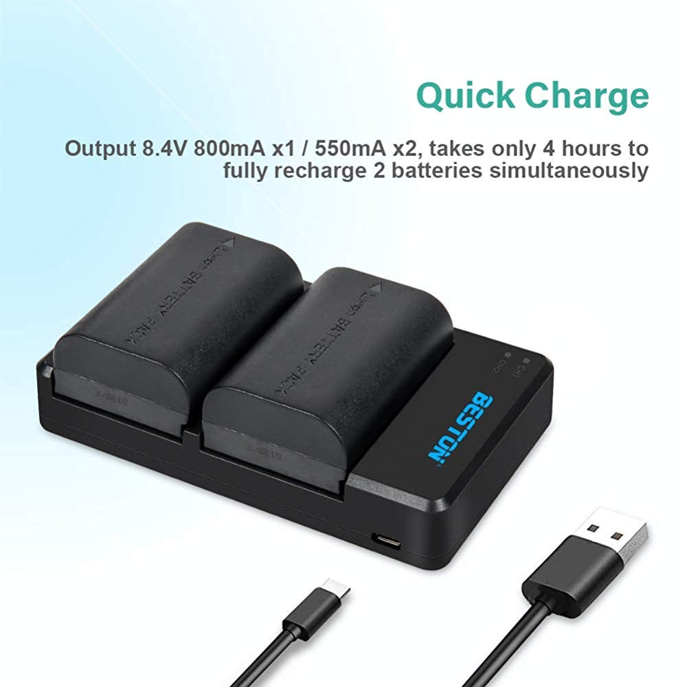 eston Dual Charger with LP-E6 Batteries – charges two Canon LP-E6 batteries simultaneously, providing reliable power for extended shooting sessions.