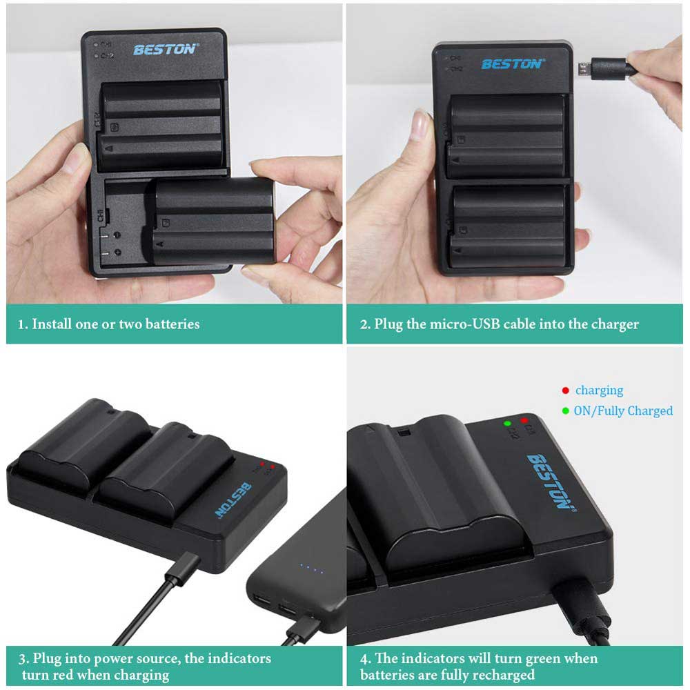 Beston Dual Charger with EN-EL15 Batteries