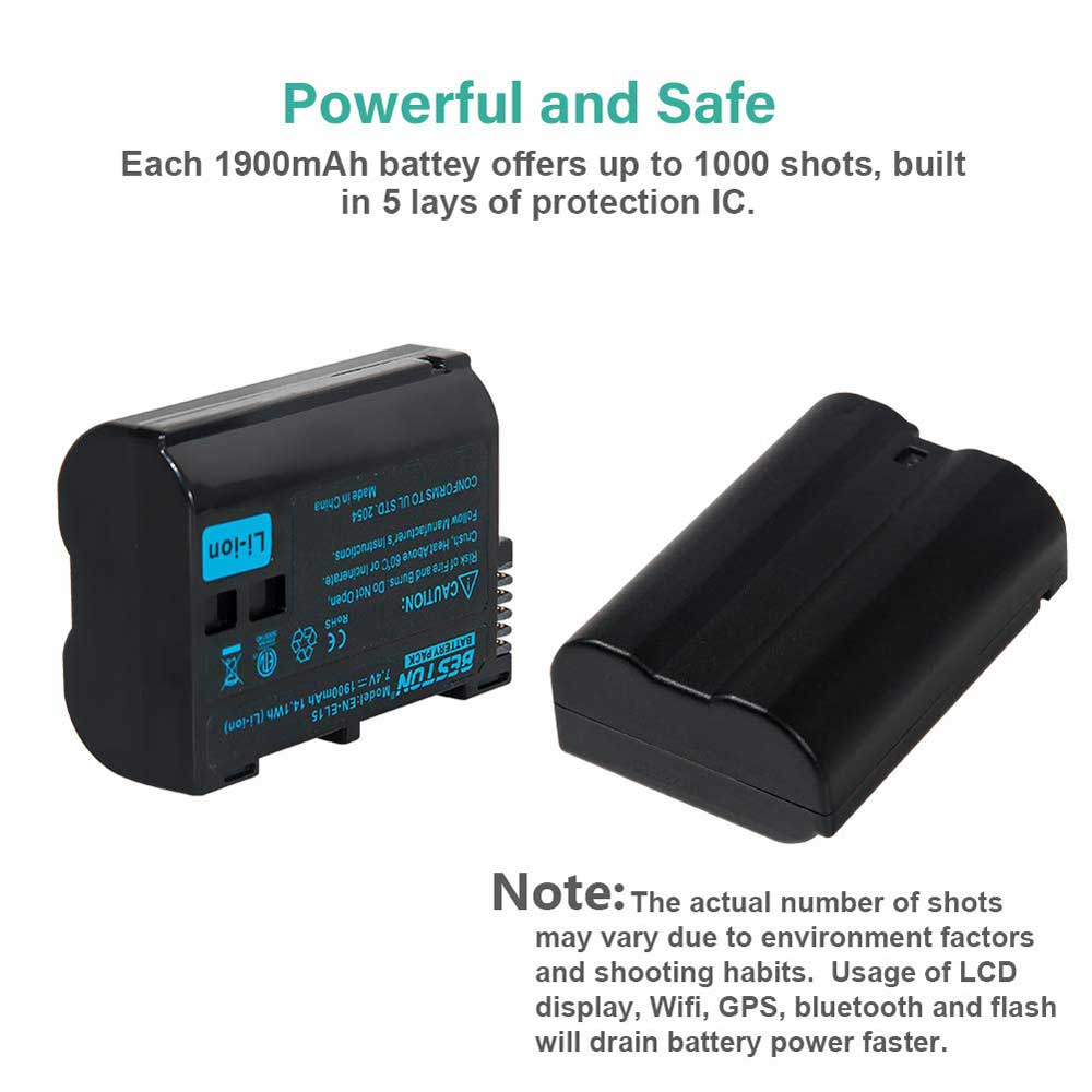 Beston Dual Charger with EN-EL15 Batteries