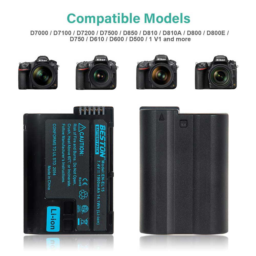 Beston Dual Charger with EN-EL15 Batteries