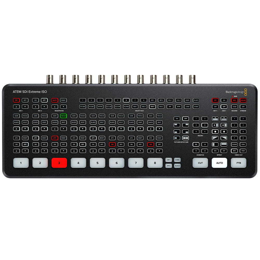 Quality 8 SDI Input Switcher for live streaming on-location. Records 9 separate H.264 video streams in real time and saves a DaVinci Resolve project file.