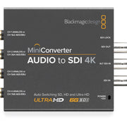 Advanced Audio to SDI 4kKMini Converter with 6G-SDI technology embeds analogue audio or AES/EBU digital audio into any SDI video signal.