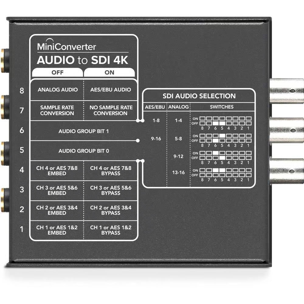 Advanced Audio to SDI 4kKMini Converter with 6G-SDI technology embeds analogue audio or AES/EBU digital audio into any SDI video signal.