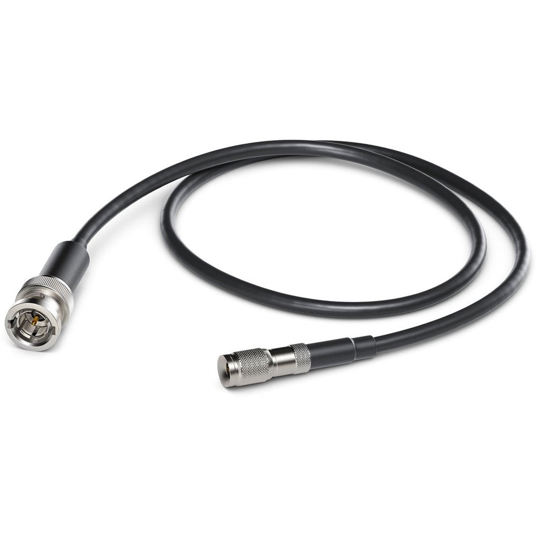 The Blackmagic Design DIN 1.0/2.3 to BNC Male Adaptor Cable (20cm) Din 1.0/2.3 connector to another device with a regular BNC cable.