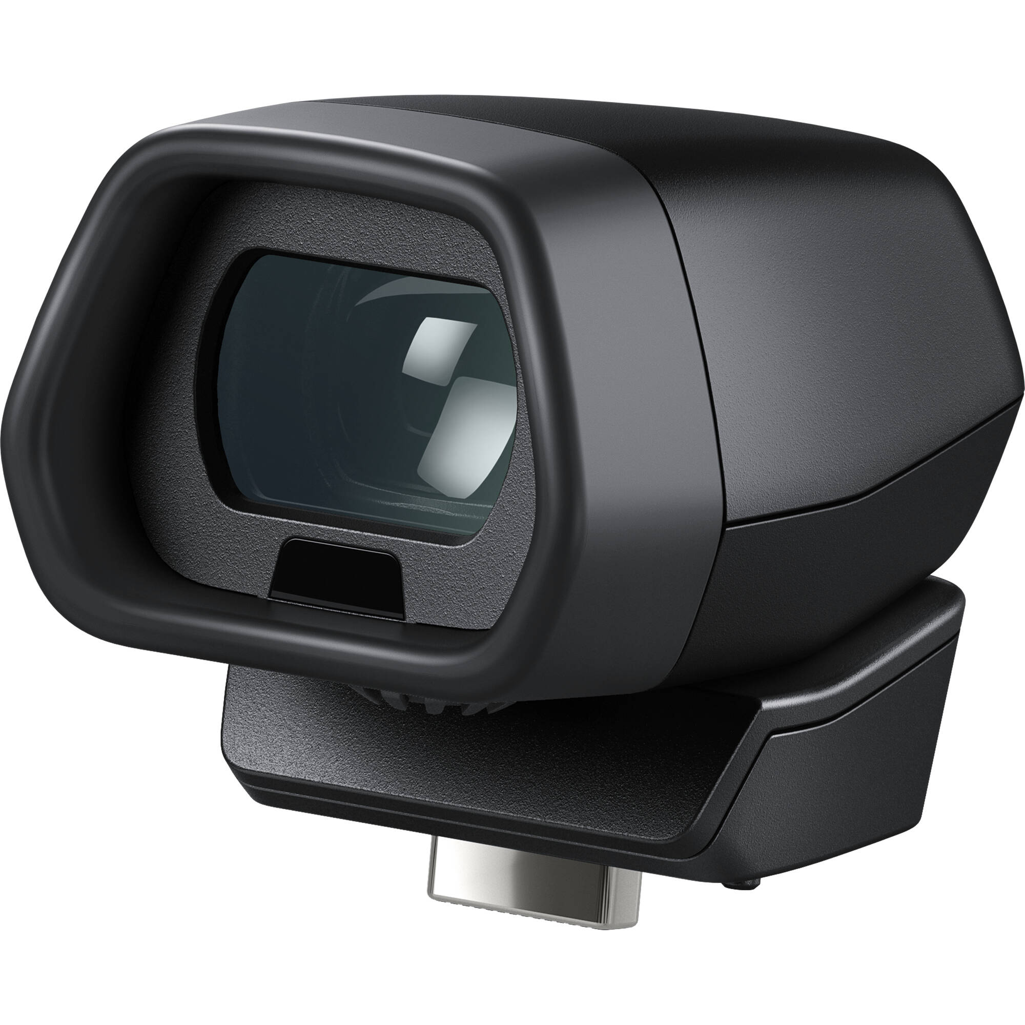This optional viewfinder fits into the EVF slot on the Blackmagic Design Cinema Camera 6K Pro and it locks using an integrated M4 screw.