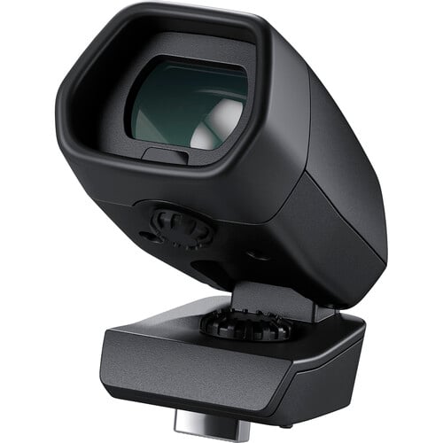 This optional viewfinder fits into the EVF slot on the Blackmagic Design Cinema Camera 6K Pro and it locks using an integrated M4 screw.