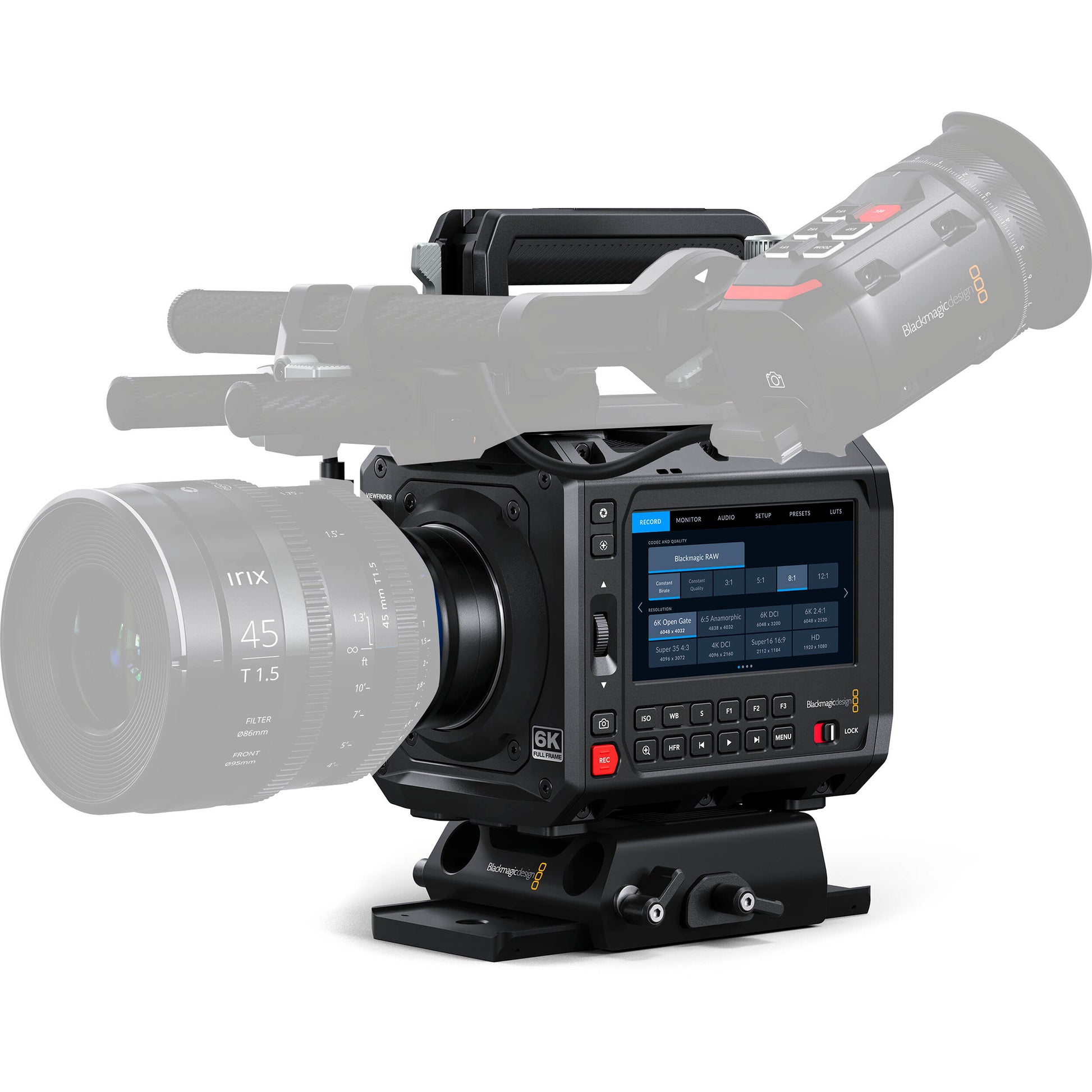 Blackmagic Design PYXIS Cinema Camera 6K (Canon EF) with full-frame 6K sensor, Canon EF lens mount, 13 stops dynamic range, dual native ISO, 4" HDR touchscreen, dual CFexpress slots, and built-in streaming capabilities.