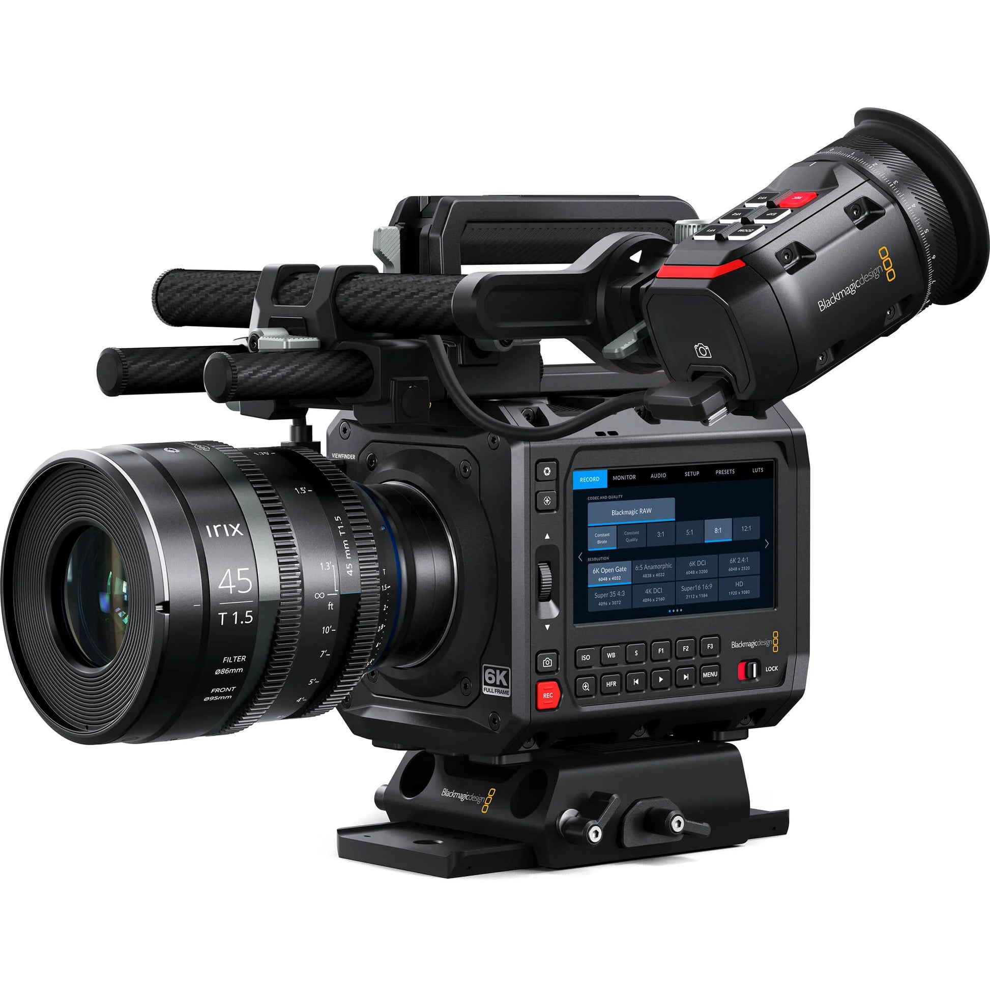 Blackmagic Design PYXIS Cinema Camera 6K with Leica L mount, full-frame 6K sensor, 13 stops dynamic range, dual native ISO, 4" HDR touchscreen, CFexpress storage, and advanced customisable rig design.