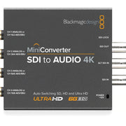 Blackmagic SDI to Audio 4K Mini Converter enables you to de-embed analogue audio or AES/EBU digital audio from an SDI video signal.
